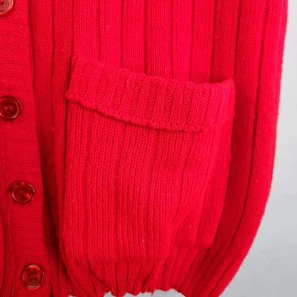Vintage Sweater Vest Dotty Mann of Cleveland Red Button Up Knit Orlon Acrylic - Picture 5 of 12